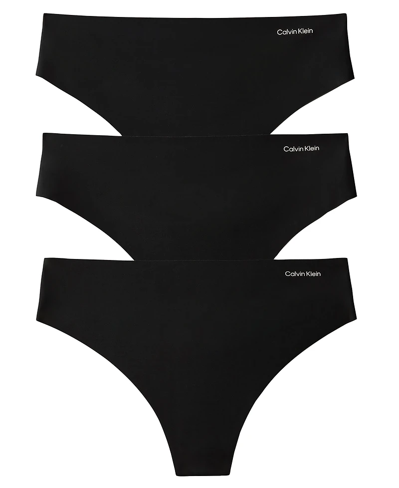 Calvin Klein Invisibles Seamless Microfiber Tag-Free Thong, 3-Pack, QD5416