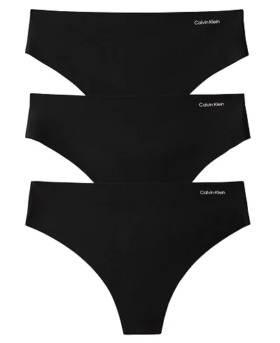 Calvin Klein Invisibles Seamless Microfiber Tag-Free Thong, 3-Pack, QD5416