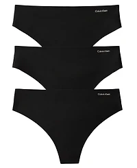 Calvin Klein Invisibles Seamless Microfiber Tag-Free Thong, 3-Pack, QD5416