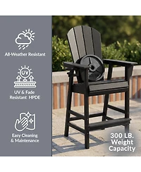 WestinTrends Outdoor Hdpe Tall Adirondack Bar Height Chair With Cup Holder