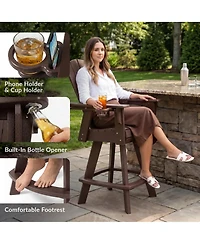WestinTrends Outdoor Hdpe Swivel Adirondack Bar Height Chair With Cup Holder