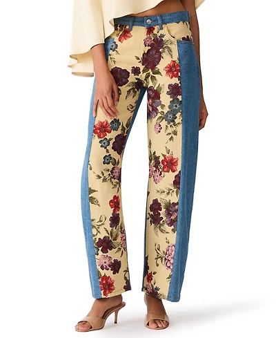Steve Madden Women's The Sydnee Floral Non-Stretch Wide-Leg Jeans