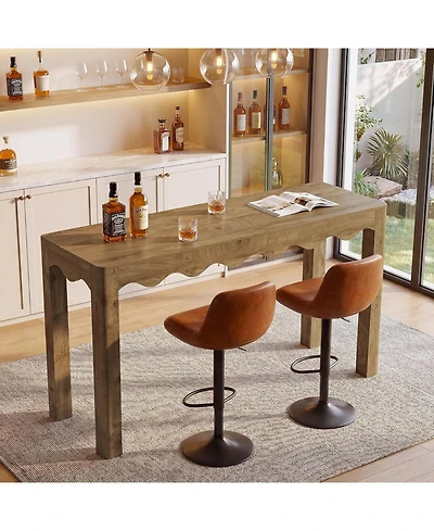 Tribesigns Bar Table, Counter Height Pub Table with Wavy Curved Apron