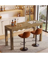 Tribesigns Bar Table, Counter Height Pub Table with Wavy Curved Apron