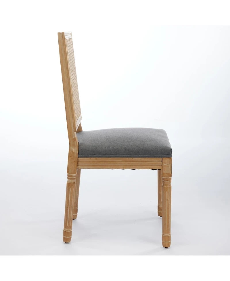 Flynama Set of 2 Solid Wood Rattan Back Dining Chairs