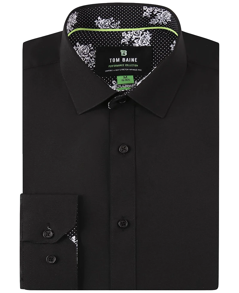 Tom Baine Men's Slim Fit Performance Solid Button Down Shirt