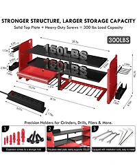Xdovet Power Tool Organizer Wall Mount Drill Rack Holder Charging Station Locking Drawers