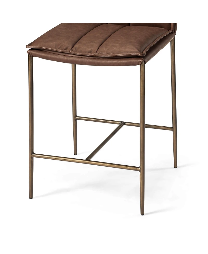 Maven Lane Gerard Channeled Faux Leather Upholstered Counter Stool with Back