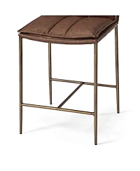 Maven Lane Gerard Channeled Faux Leather Upholstered Counter Stool with Back