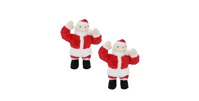 Mighty Holiday Santa 2 Pack, Durable Plush Squeaky Dog Toy