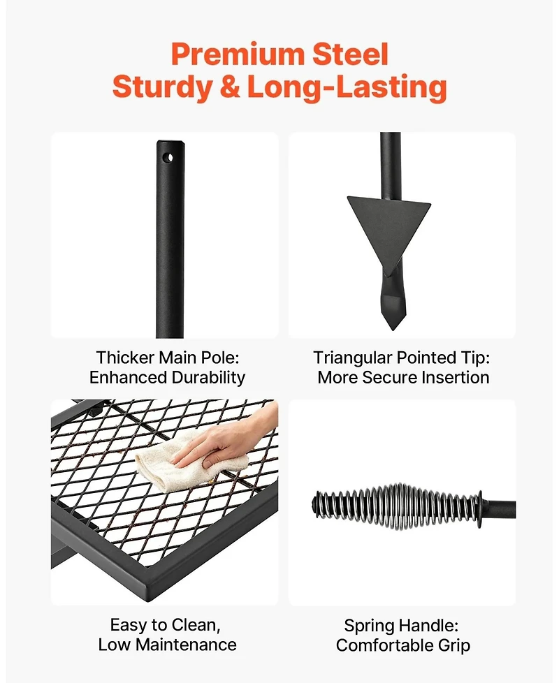 Hongge Height Adjustable Swivel Campfire Grill Grate and Griddle