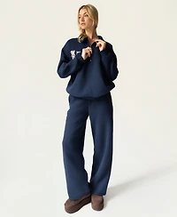 The Happy Camp3r Juniors' Puff-Print Wide-Leg Sweatpants