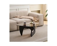 Flynama Small Farmhouse Glass Coffee Table