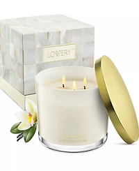 Lovery Vanilla Bean Home Candle Gift Set, 3 Wick Deluxe Soy Candles, 13oz