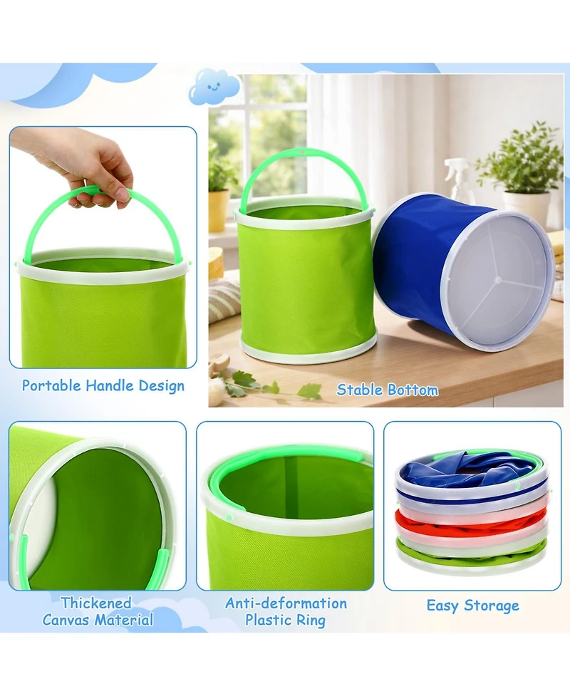 Piscifun 12 Pack 5 Liter Collapsible Plastic Ice Buckets with Handles Portable for Party Camping Wedding Cocktail Bar