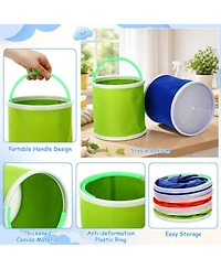 Piscifun 12 Pack 5 Liter Collapsible Plastic Ice Buckets with Handles Portable for Party Camping Wedding Cocktail Bar