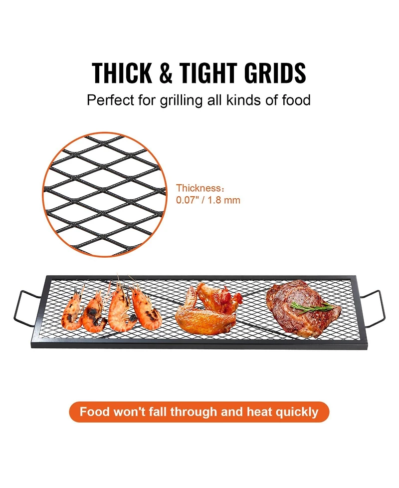 Vevor 44" Rectangle Cooking Grate Fire Pit Grill Grate X-Marks Heavy-Duty Steel