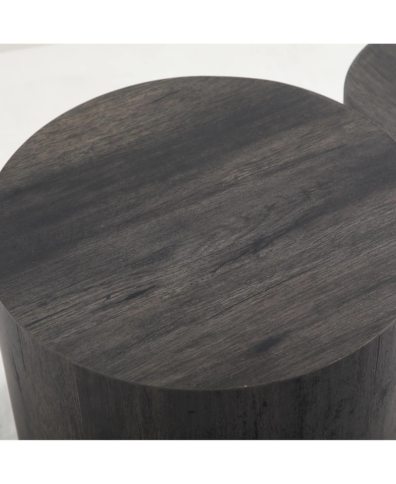 Flynama Set of 2 Nesting Round Coffee Tables Mdf Modern Space Saving Living Room Tables