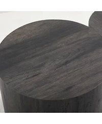 Flynama Set of 2 Nesting Round Coffee Tables Mdf Modern Space Saving Living Room Tables
