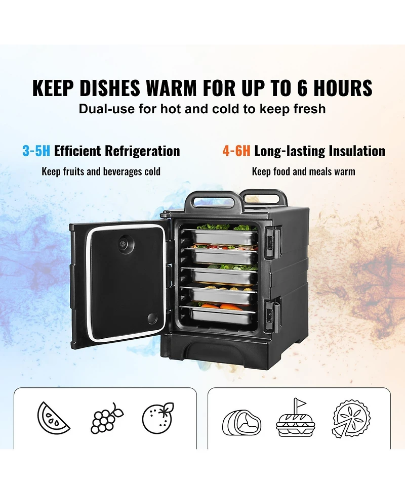 Sugift 81 Qt Insulated Food Pan Carrier Front Loading Hot Box with Double Buckles and Handles