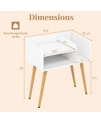 Gouun Mid Century Modern Nightstand with Open Shelves and Anti-Falling Edges