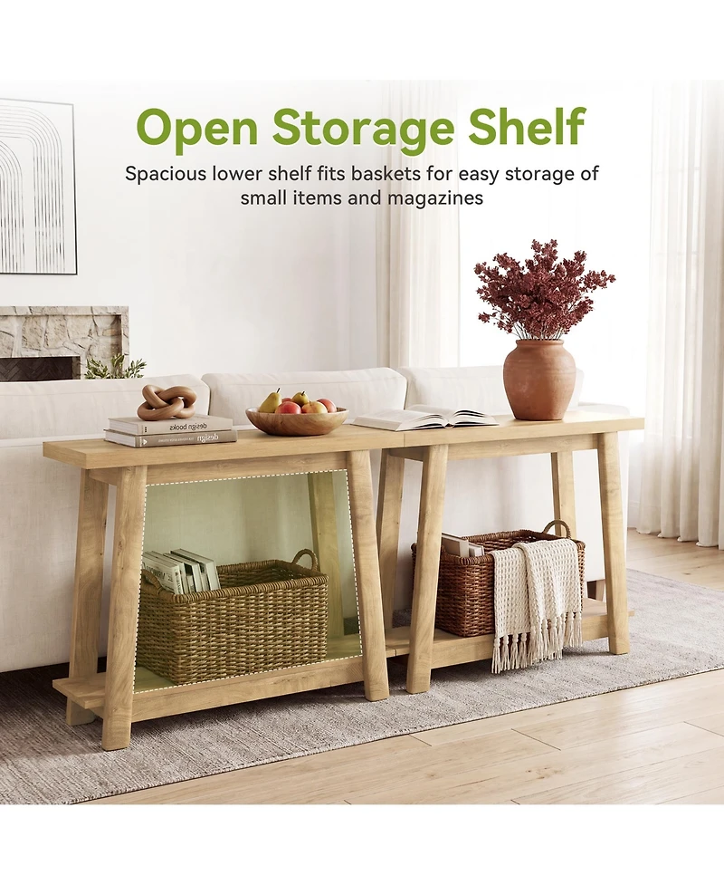 Tribesigns Console Table, Sofa Table Behind Couch, Industrial Console Sofa Table with Storage Shelf