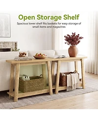 Tribesigns Console Table, Sofa Table Behind Couch, Industrial Console Sofa Table with Storage Shelf