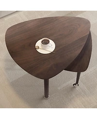 Flynama 360degree(s) Rotatable Coffee Table, Walnut Veneer