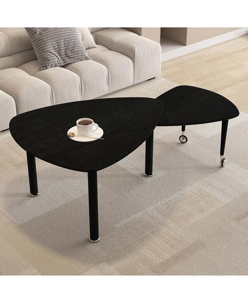 Flynama 360degree(s) Rotatable Coffee Table, Oak Veneer