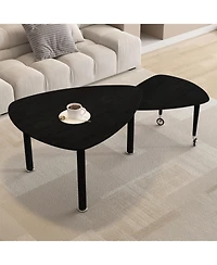 Flynama 360degree(s) Rotatable Coffee Table, Oak Veneer