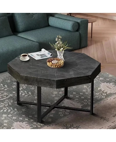 flynama 30 Inch Octagonal Patchwork Coffee Table