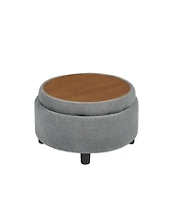 Flynama 25 Inch Round Storage Ottoman