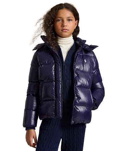 Polo Ralph Lauren Girls' 7-16 Glossy Down Hooded Jacket