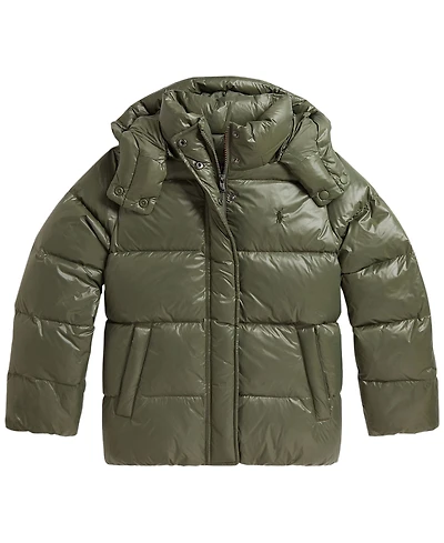 Polo Ralph Lauren Girls' 7-16 Glossy Down Hooded Jacket