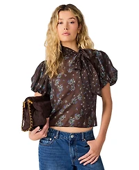 Steve Madden Women's Lolanie Floral Puff-Sleeve Blouse