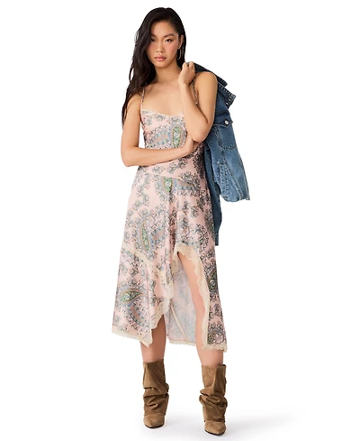 Steve Madden Women's Kamrynn High-Low Paisley-Print Lace-Trim Dress