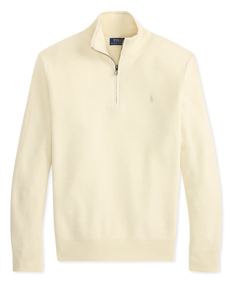 Polo Ralph Lauren Men's Mesh-Knit Cotton Quarter-Zip Sweater