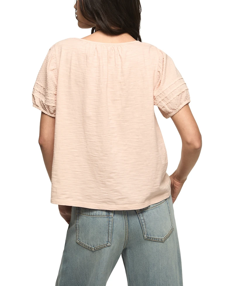Lucky Brand Women's Puff-Sleeve Square-Neck Blouse
