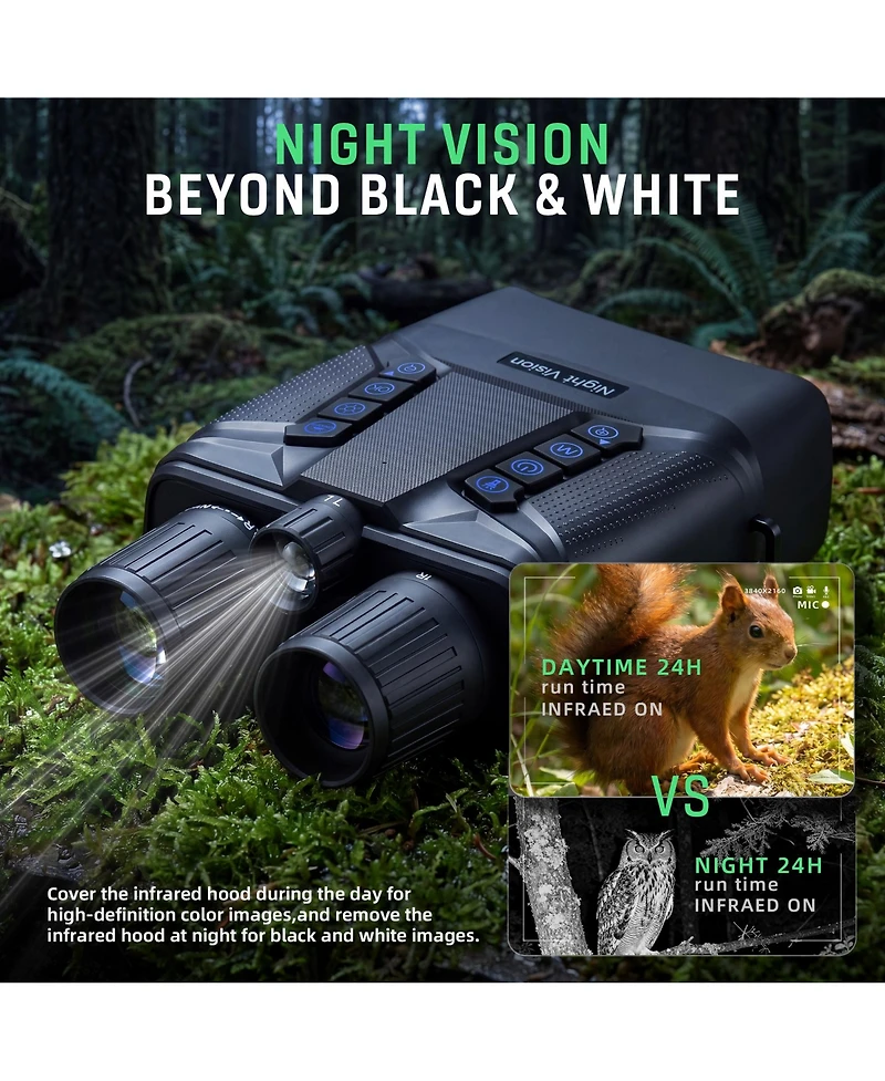 Sugift 4K Night Vision Goggles, 8X Digital Binoculars with 3.99 inch Screen 64GB Card 2000FT Range 40MP Photo and Video for Adults