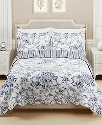 Modern Heirloom Garden Toile Reversible 3-Piece Quilt Set