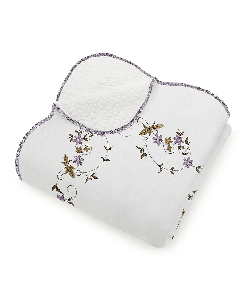 Modern Heirloom Gwen Floral Embroidered 3-Piece Quilt Set, Full/Queen