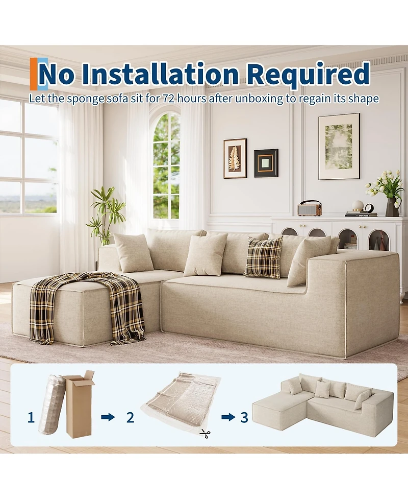 homfan Modular Sectional Couches for Living Room, Modern l Shaped Couch with Deep Seat, Cloud Upholstered Sofa Bedroom