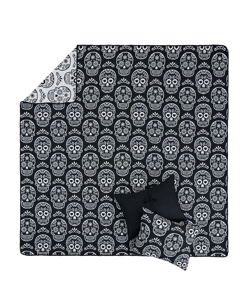 Greenland Home Fashions Sugar Skull Jacquard-Woven -Piece Coverlet Set