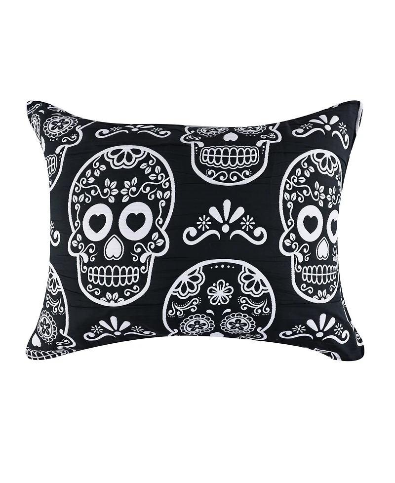 Greenland Home Fashions Sugar Skull Jacquard-Woven Lightweight Pillow Sham, Standard