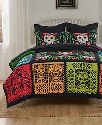 Greenland Home Fashions Day of the Dead Reversible 3-Piece Quilt Set