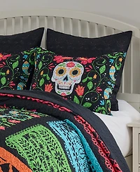 Greenland Home Fashions Day of the Dead Reversible 3-Piece Quilt Set