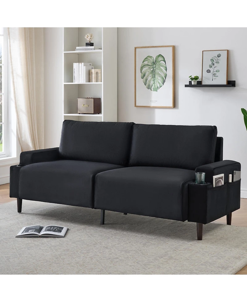 homfan 80.7'' Modern Fabric Recliner Sofa with Storage Bag and Cup Holders, Loveseat for Small Space, Dorm, Office, Bedroom, Apartment