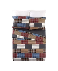 Modern Heirloom Cabin Patchwork Printed 3-Piece Quilt Set