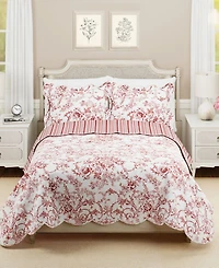 Modern Heirloom Garden Toile Reversible 3-Piece Quilt Set, Full/Queen