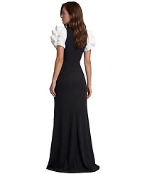 Rene Ruiz Occasion Women's 3D Floral Sleeve Fit and flare Scuba gown